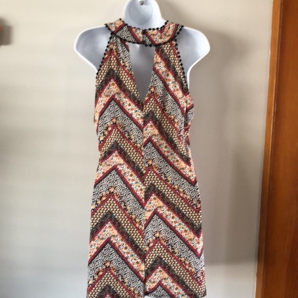 THREE Pink Heart Mini Dress Size S Halter Neck Ditzy Floral Sleeveless Summer - Picture 4 of 7